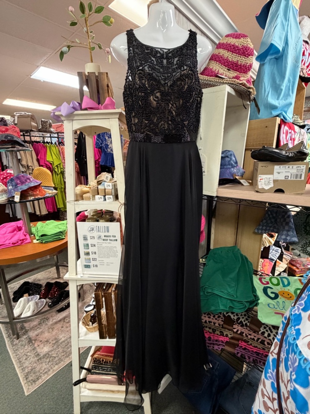 Sherri Hill Black Beaded Sleeveless Maxi Gown